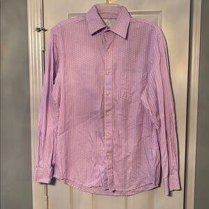Tasso Elba Light Purple & White Interlocking Pattern Button Down Shirt